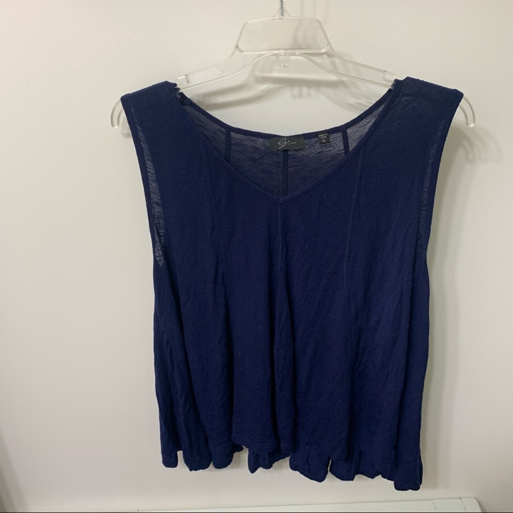 Navy blue loose fitted tank top